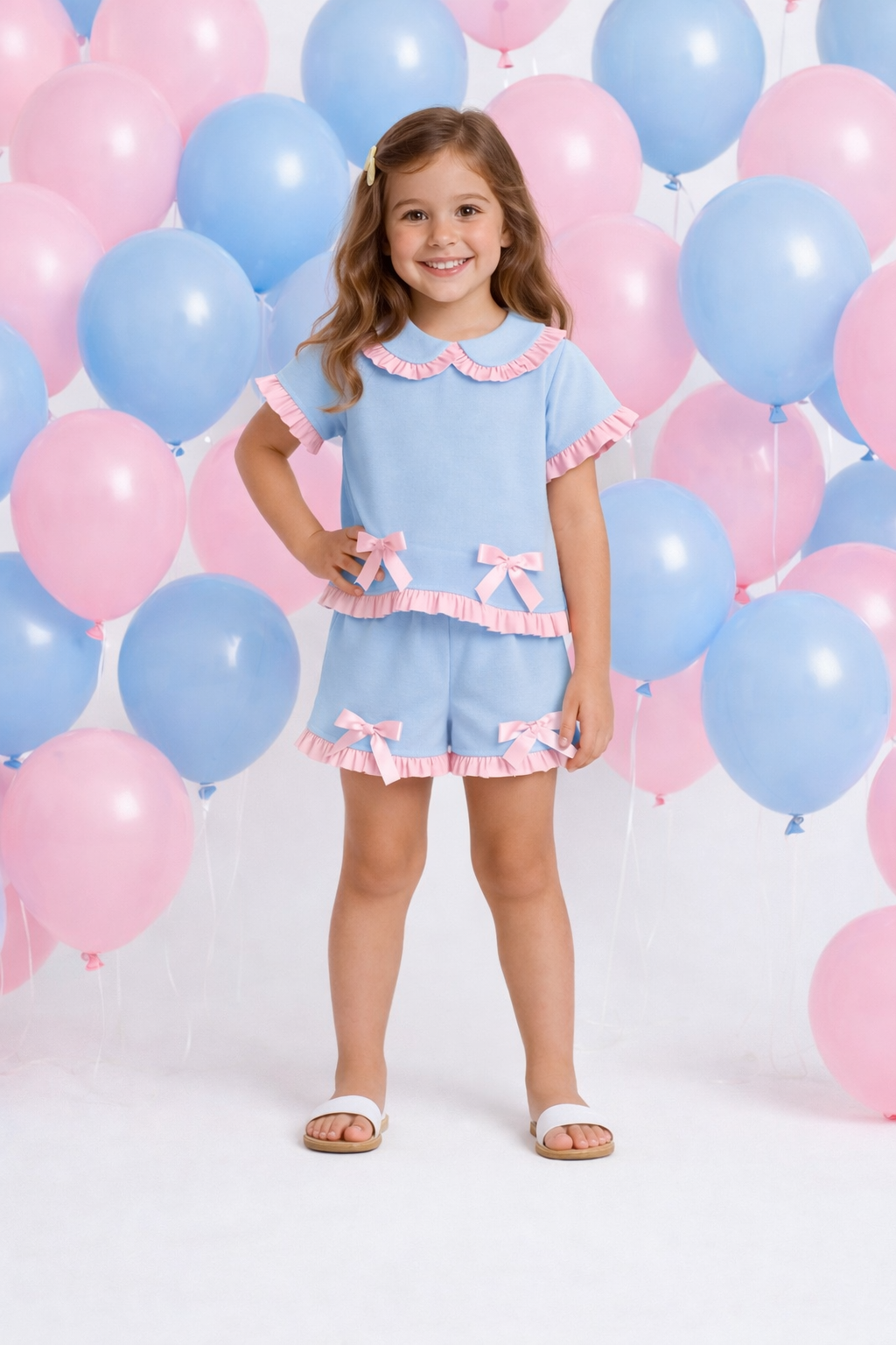 Blue & Pink Shorts Set