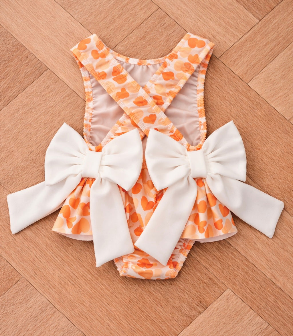 Orange Heart Swim Costume