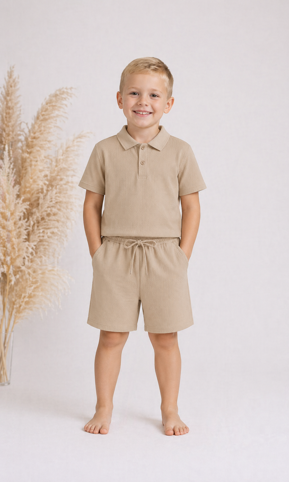 Beige  Shorts set