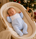 AW26 Baby Blue & White  Babygrow