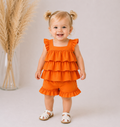 Orange Ruffle Layered 2 piece