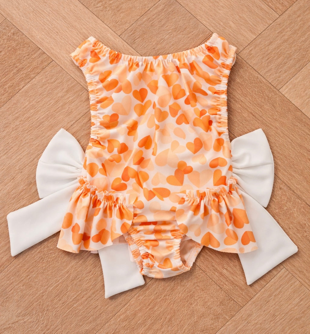 Orange Heart Swim Costume