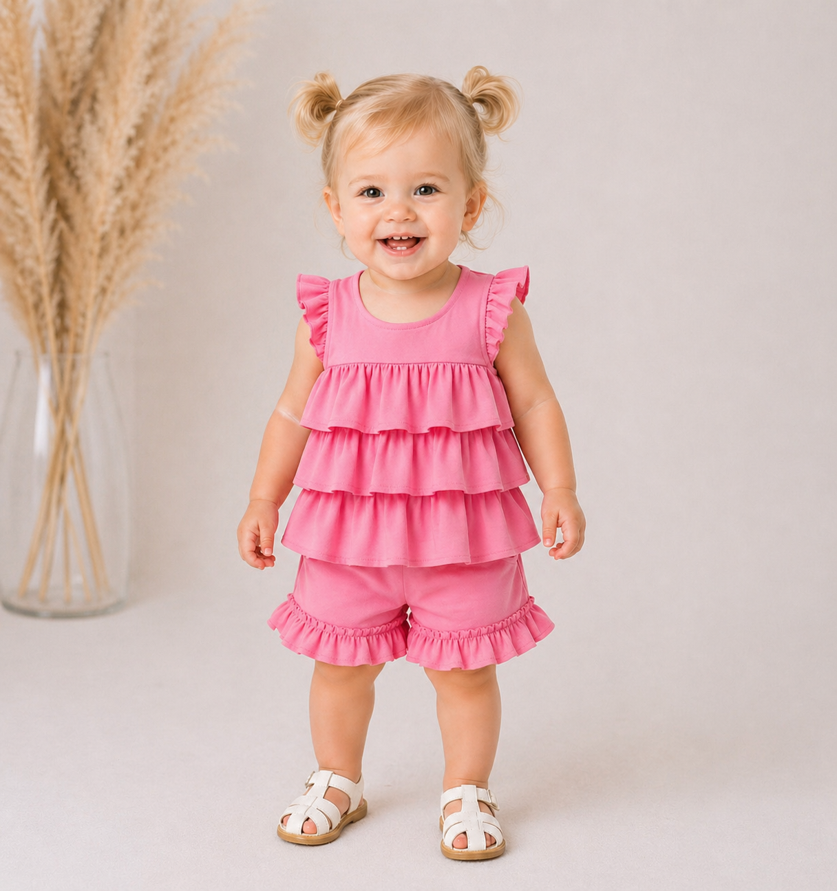 Pink Ruffle Layered 2 piece