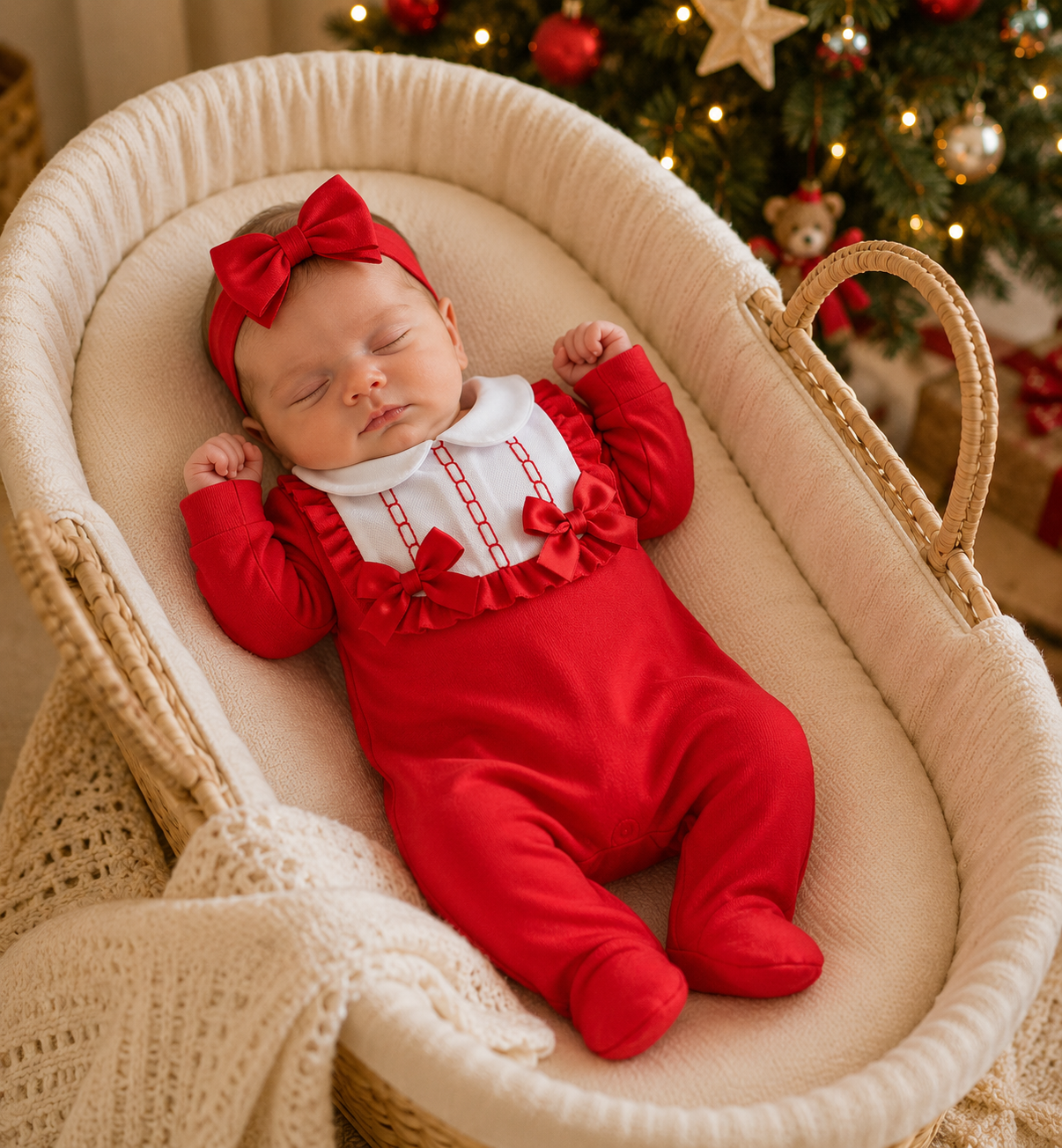 AW26 Red Bow Babygrow
