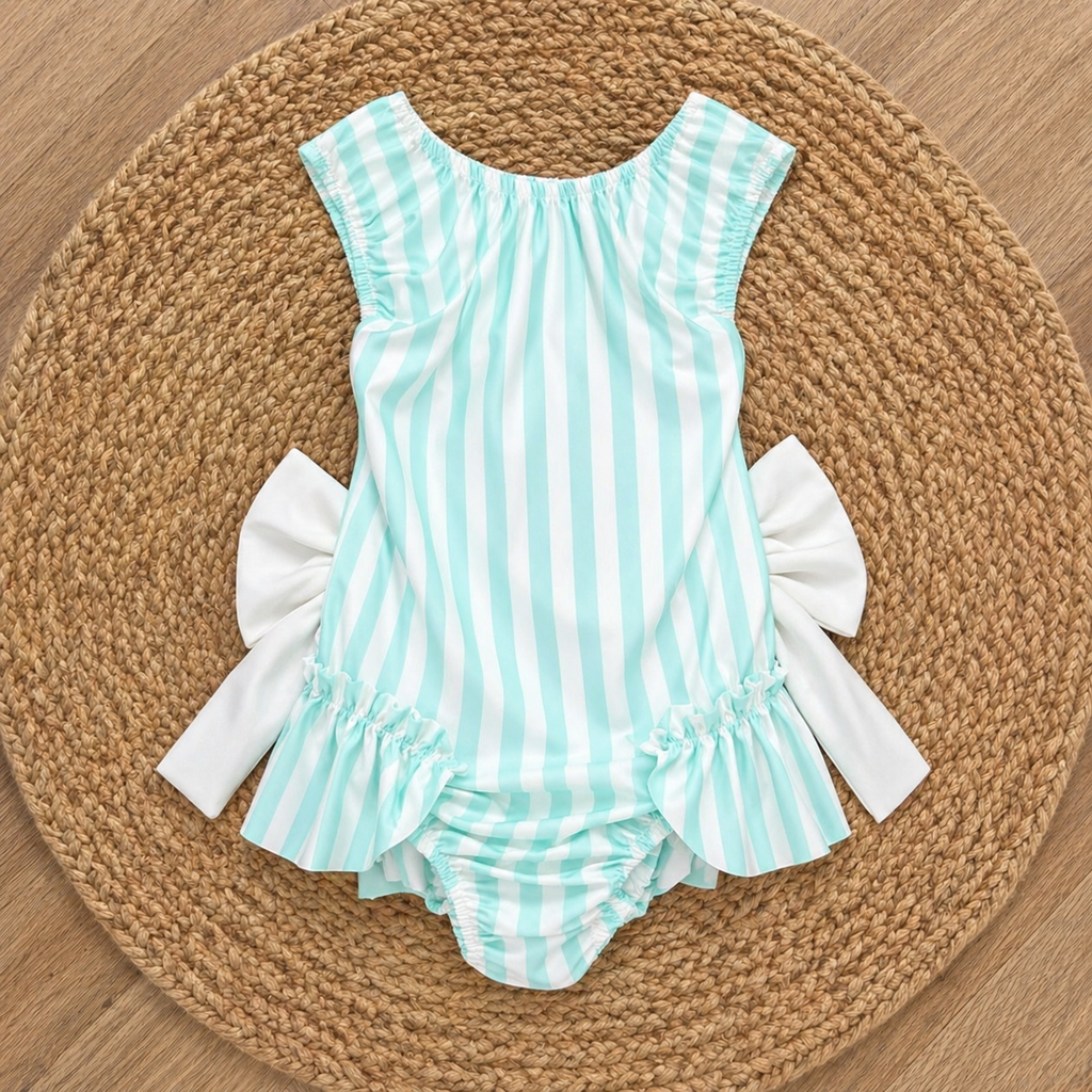 Mint Stripe Swim Costume
