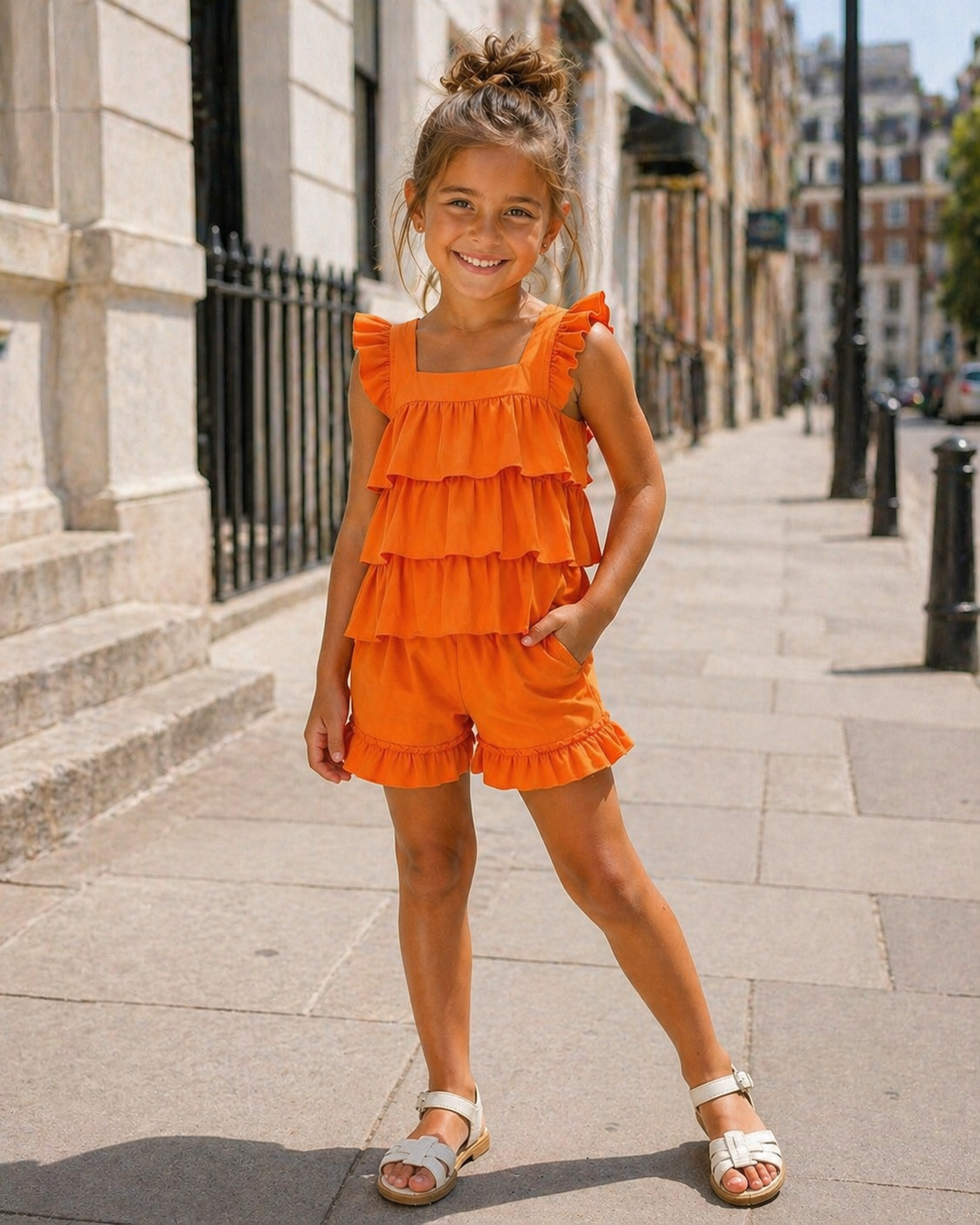 Orange Ruffle 2 piece