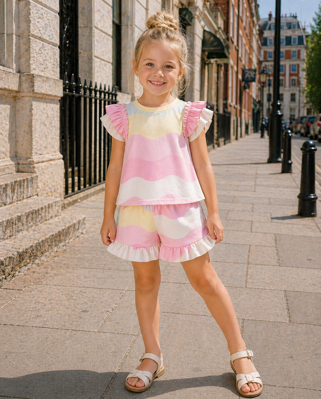 Pastel Pink Print Shorts Set
